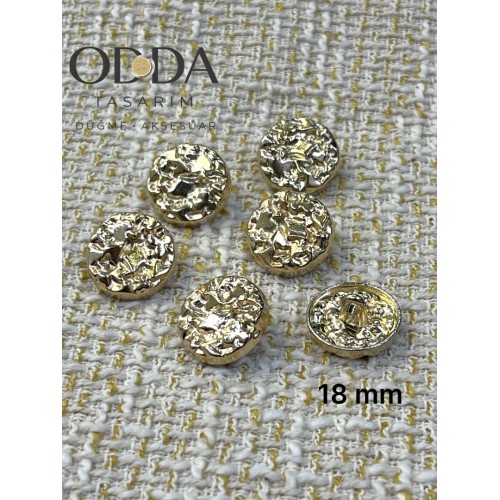 6’lı 18 mm Gold Dokulu Metal Düğme Seti – Modern & Güçlü
