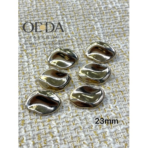 ✨ 6’lı 23 mm Gold Organik Form Metal Düğme Seti – Modern & Minimal
