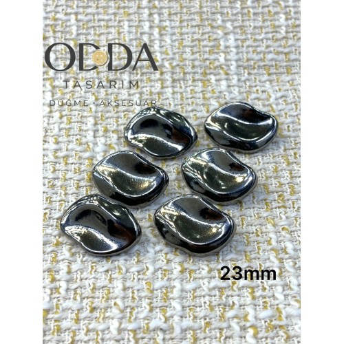 ✨ 6’lı 23 mm Füme Organik Form Metal Düğme Seti – Modern & Şık