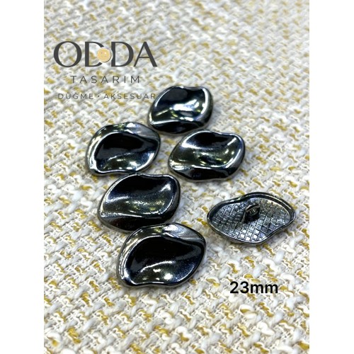 ✨ 6’lı 23 mm Füme Organik Form Metal Düğme Seti – Modern & Şık