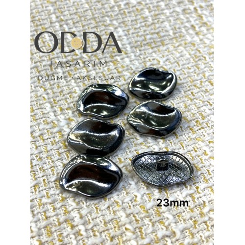 ✨ 6’lı 23 mm Füme Organik Form Metal Düğme Seti – Modern & Şık