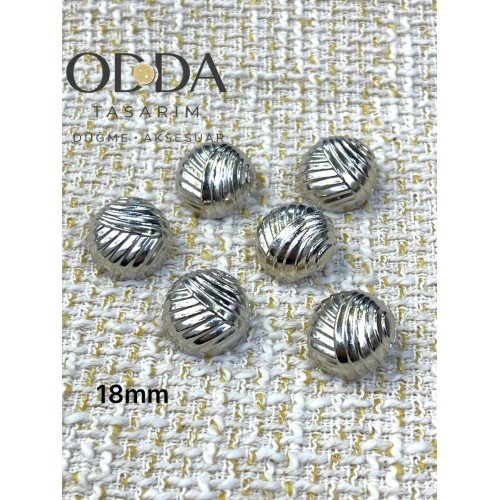 ✨ 6’lı 18 mm Gümüş Çapraz Dokulu Metal Düğme Seti – Klasik & Güçlü