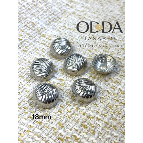 ✨ 6’lı 18 mm Gümüş Çapraz Dokulu Metal Düğme Seti – Klasik & Güçlü