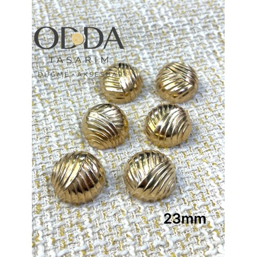 ✨ 6’lı 23 mm Gold Çapraz Dokulu Metal Düğme Seti – Klasik & Premium
