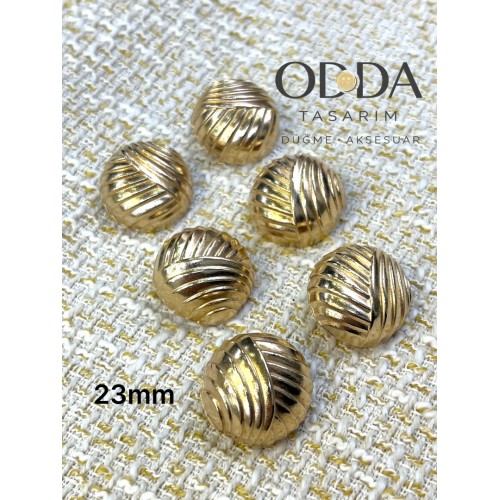 ✨ 6’lı 23 mm Gold Çapraz Dokulu Metal Düğme Seti – Klasik & Premium