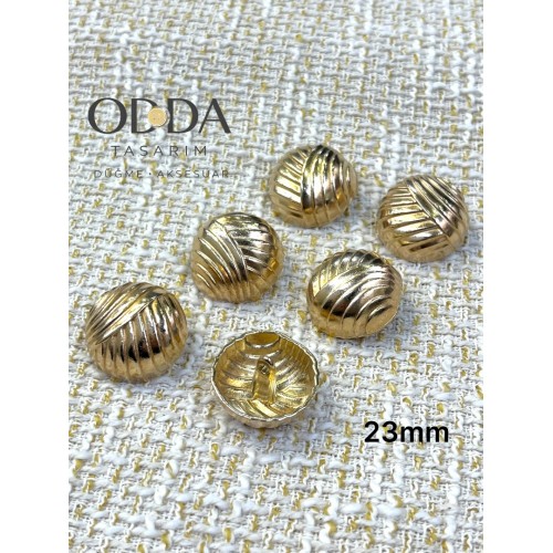 ✨ 6’lı 23 mm Gold Çapraz Dokulu Metal Düğme Seti – Klasik & Premium
