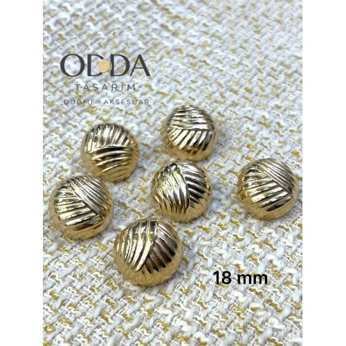 ✨ 6’lı 18 mm Gold Çapraz Dokulu Metal Düğme Seti – Klasik & Premium