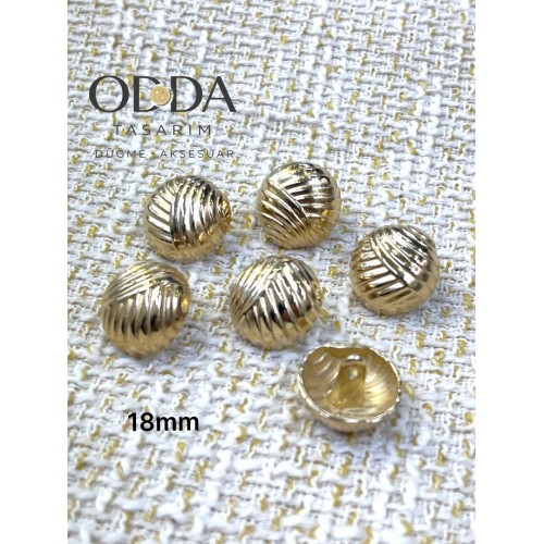 ✨ 6’lı 18 mm Gold Çapraz Dokulu Metal Düğme Seti – Klasik & Premium