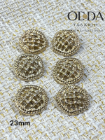 ✨ 6’lı 23 mm Gold Hasır Dokulu Metal Düğme Seti – Klasik & Zarif