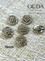 ✨ 6’lı 18 mm Gold Hasır Dokulu Metal Düğme Seti – Klasik & Zarif