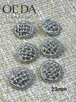✨ 6’lı 23 mm Gümüş Hasır Dokulu Metal Düğme Seti – Klasik & Zamansız