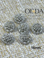 ✨ 6’lı 18 mm Gümüş Hasır Dokulu Metal Düğme Seti – Klasik & Zamansız