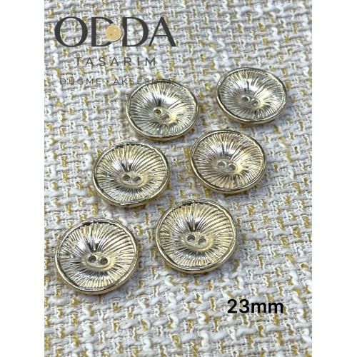 ✨ 6’lı 23 mm Gold Işın Desenli Metal Düğme Seti – Klasik & Zarif