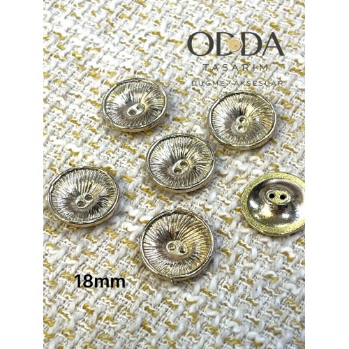 ✨ 6’lı 18 mm Gold Işın Desenli Metal Düğme Seti – Klasik & Zarif