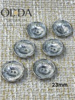 ✨ 6’lı 23 mm Gümüş Işın Desenli Metal Düğme Seti – Modern & Şık