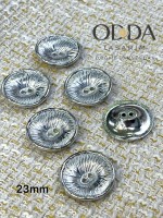 ✨ 6’lı 23 mm Gümüş Işın Desenli Metal Düğme Seti – Modern & Şık