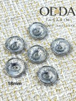 ✨ 6’lı 18 mm Gümüş Işın Desenli Metal Düğme Seti – Modern & Şık