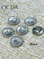 ✨ 6’lı 18 mm Gümüş Işın Desenli Metal Düğme Seti – Modern & Şık