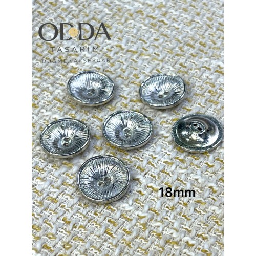 ✨ 6’lı 18 mm Gümüş Işın Desenli Metal Düğme Seti – Modern & Şık